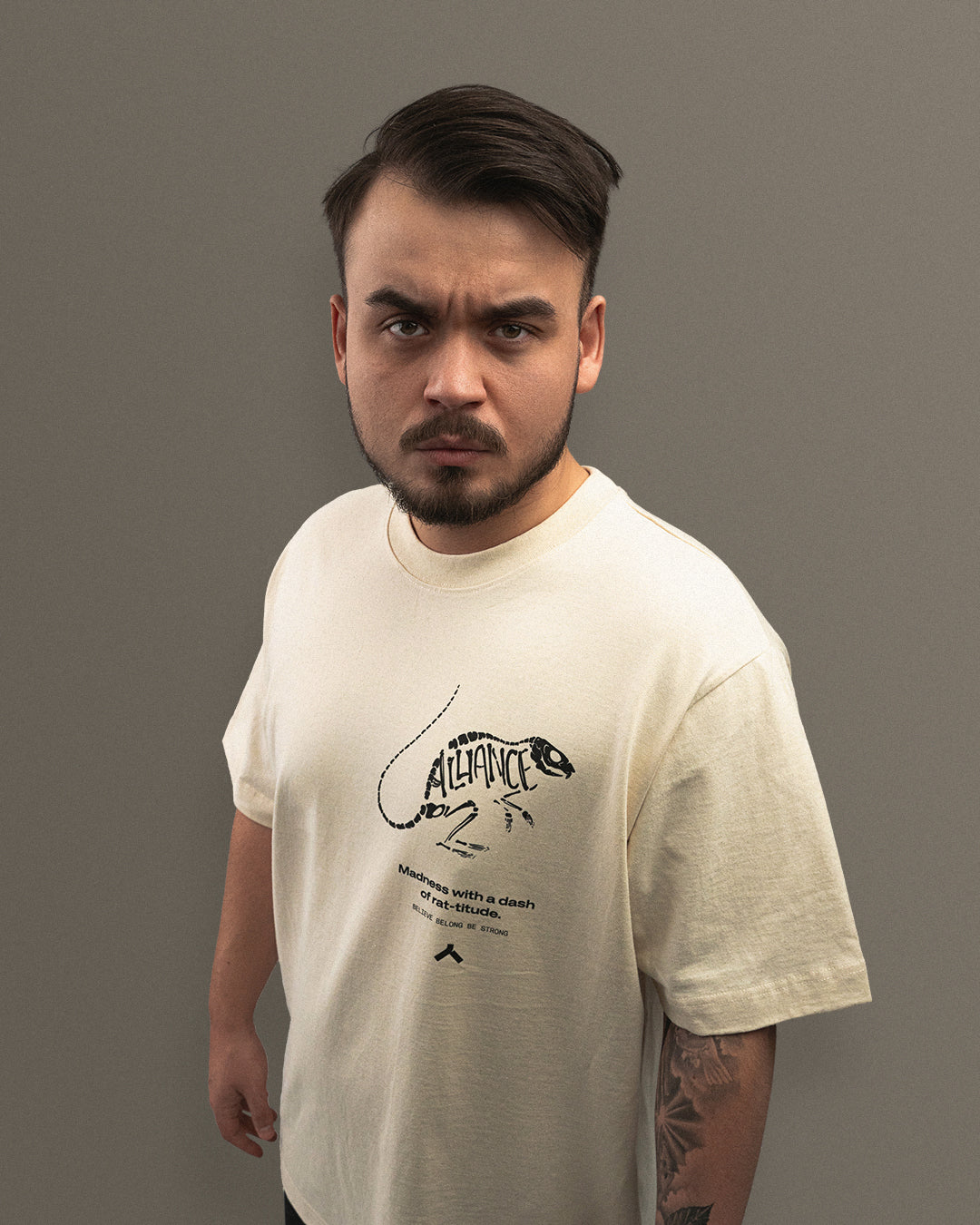 Oversize Fossil Rattio Natural Raw T-Shirt